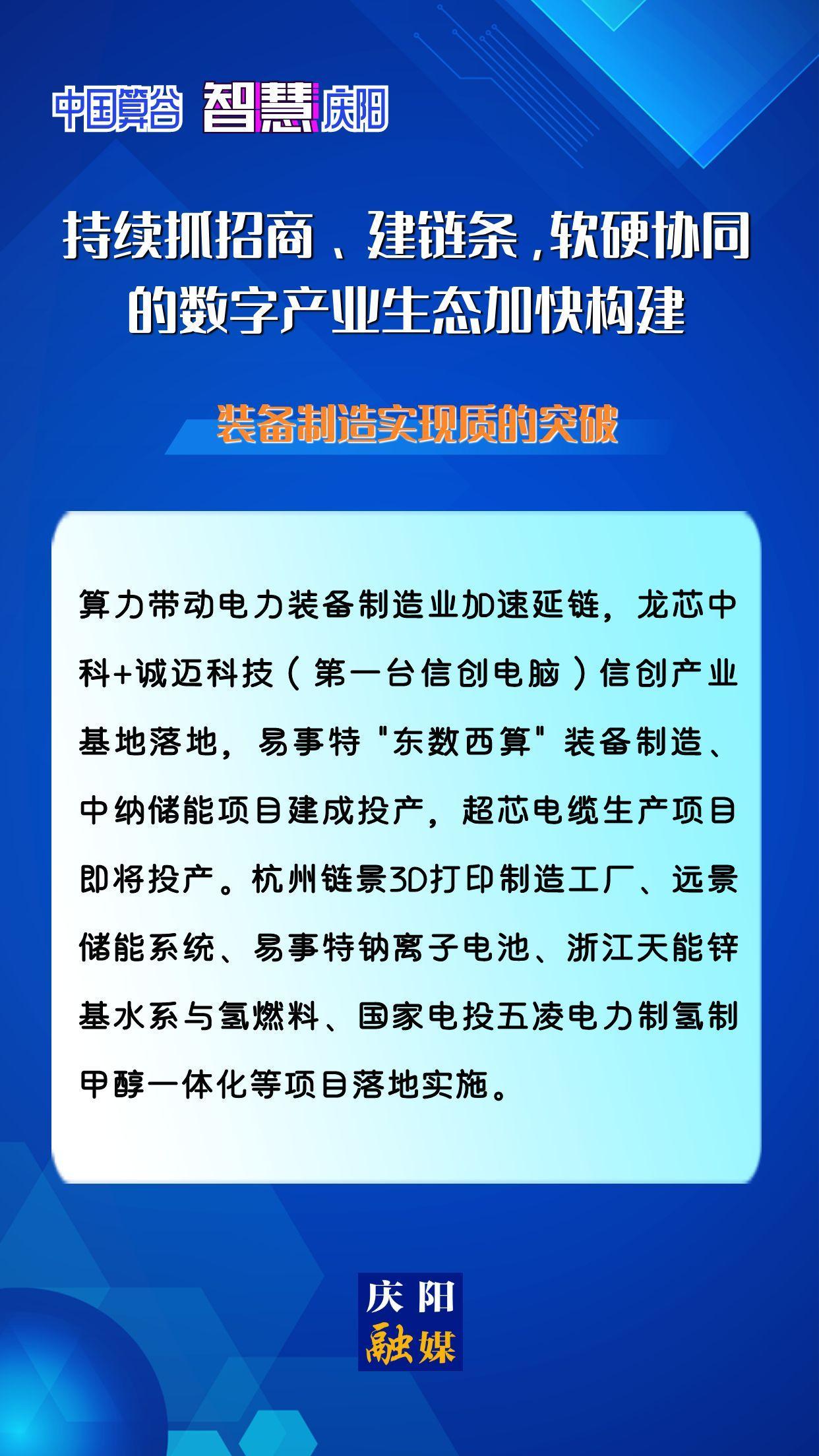 【海報】中國算谷 智慧慶陽 | 持續(xù)抓招商、建鏈條，軟硬協(xié)同的數(shù)字產(chǎn)業(yè)生態(tài)加快構(gòu)建