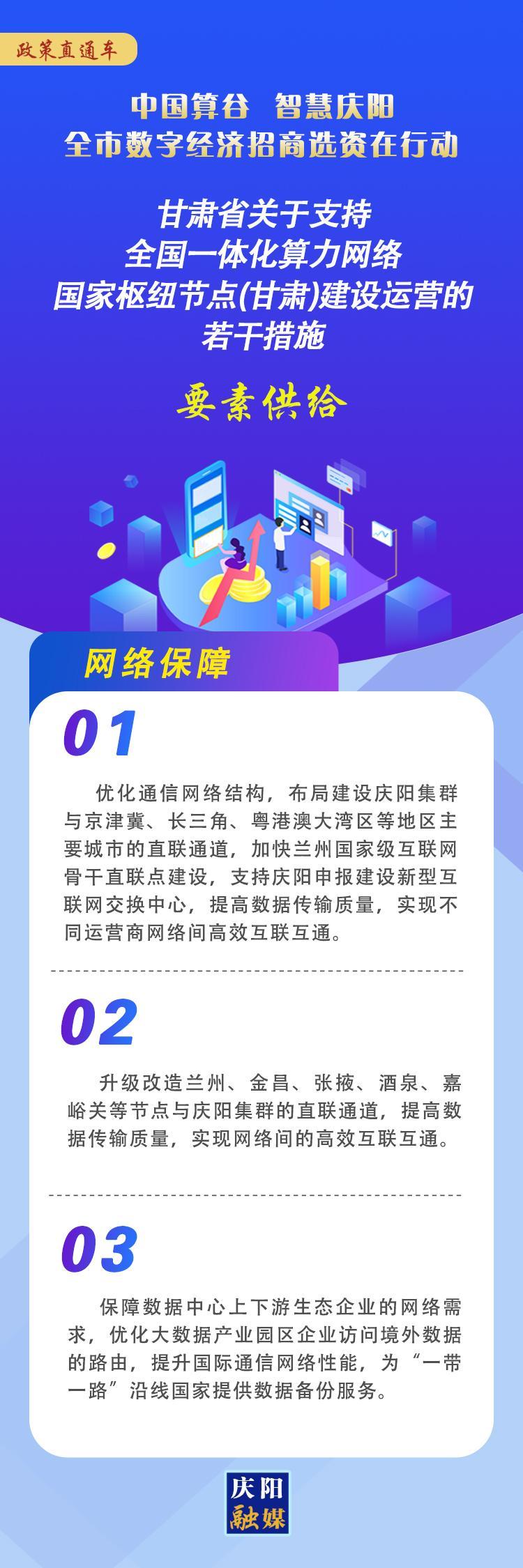 甘肅省關于支持全國一體化算力網(wǎng)絡國家樞紐節(jié)點(甘肅)建設運營的若干措施︱要素供給——網(wǎng)絡保障