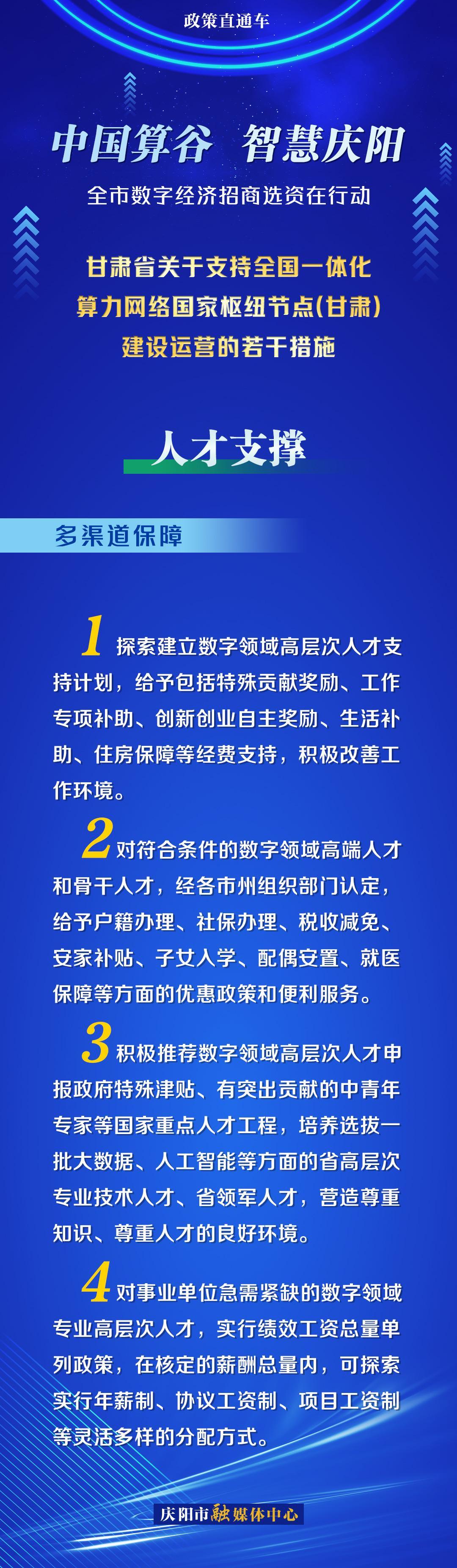 甘肅省關(guān)于支持全國一體化算力網(wǎng)絡(luò)國家樞紐節(jié)點(甘肅)建設(shè)運營的若干措施︱人才支撐——多渠道保障