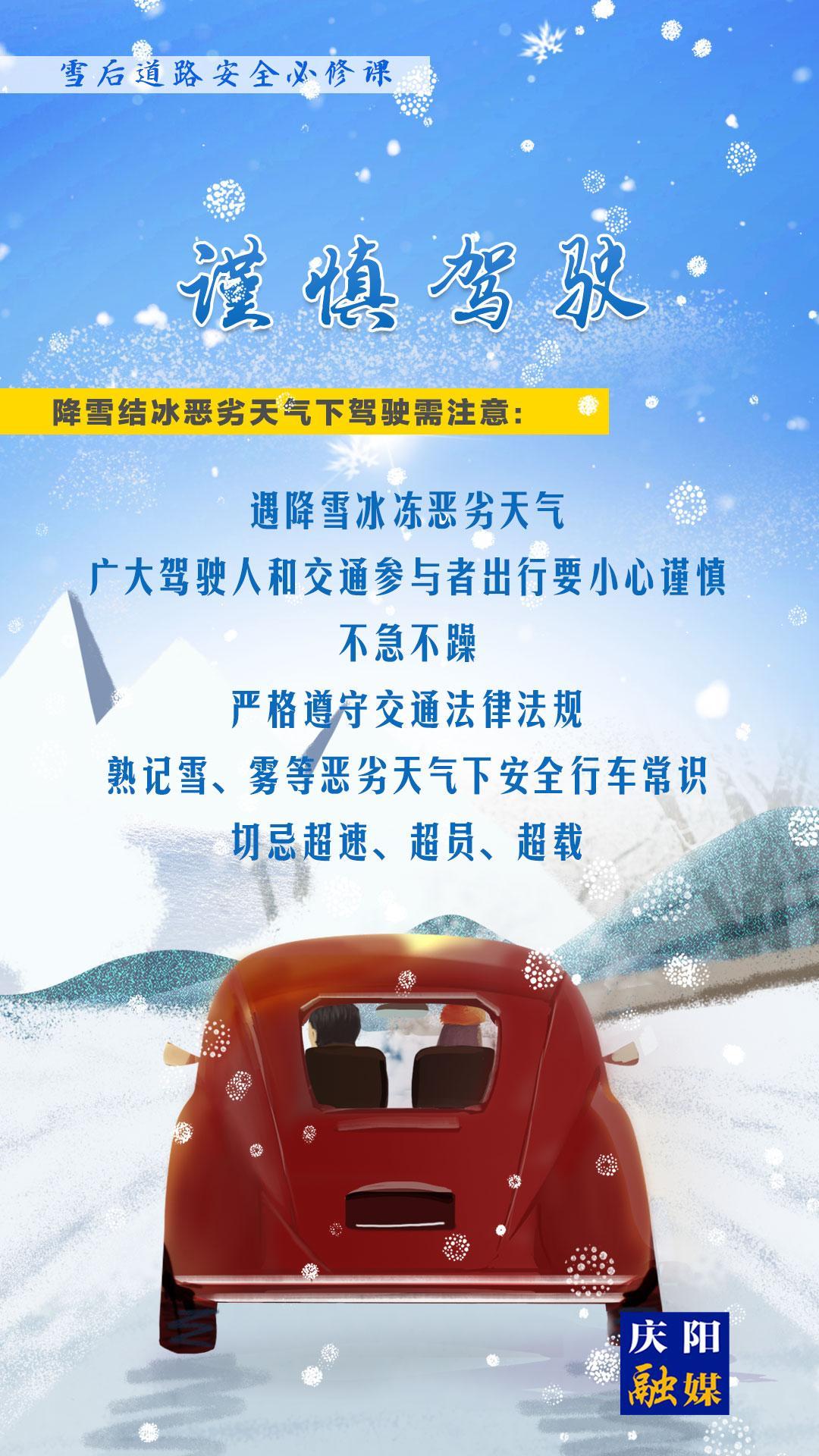 【微海報】雪后道路安全必修課②丨謹慎駕駛